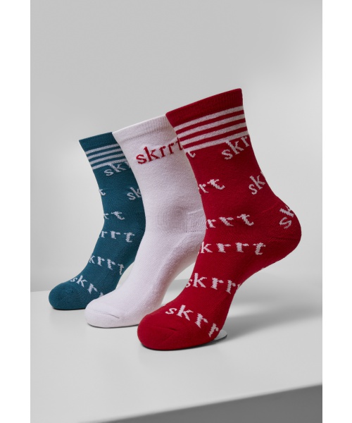 Zdravotní boty - Vysoké ponožky 3-pack URBAN CLASSICS (MT2073) Červená / Bílá / Modrá