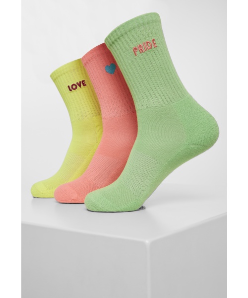 Zdravotní boty - Vysoké ponožky 3-pack URBAN CLASSICS (TB3303) Neonová žlutá / Neonová růžová / Neonová zelená