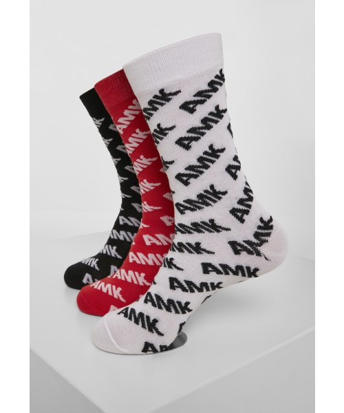 Zdravotní boty - Vysoké ponožky 3-pack URBAN CLASSICS (MT1210) Černá / Červená / Bílá